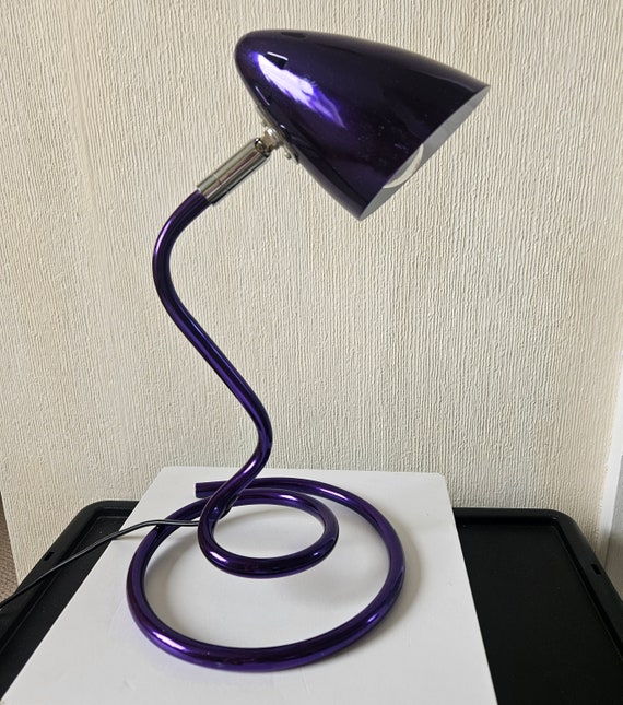 Vintage Desk Lamp Spiral Purple Metal Chrome Retro Space Age