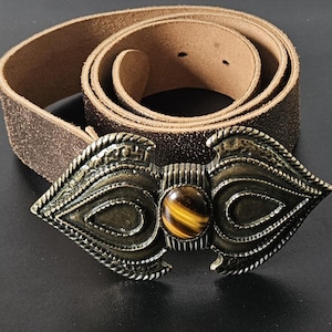 Vintage 1.75Wide Genuine Leather Black Belt Sz 28 Gold Tone & Rhinestones Buckle Galco SB1 Dress Belt - Tan - Size - 32 - Walmart.com main image 3