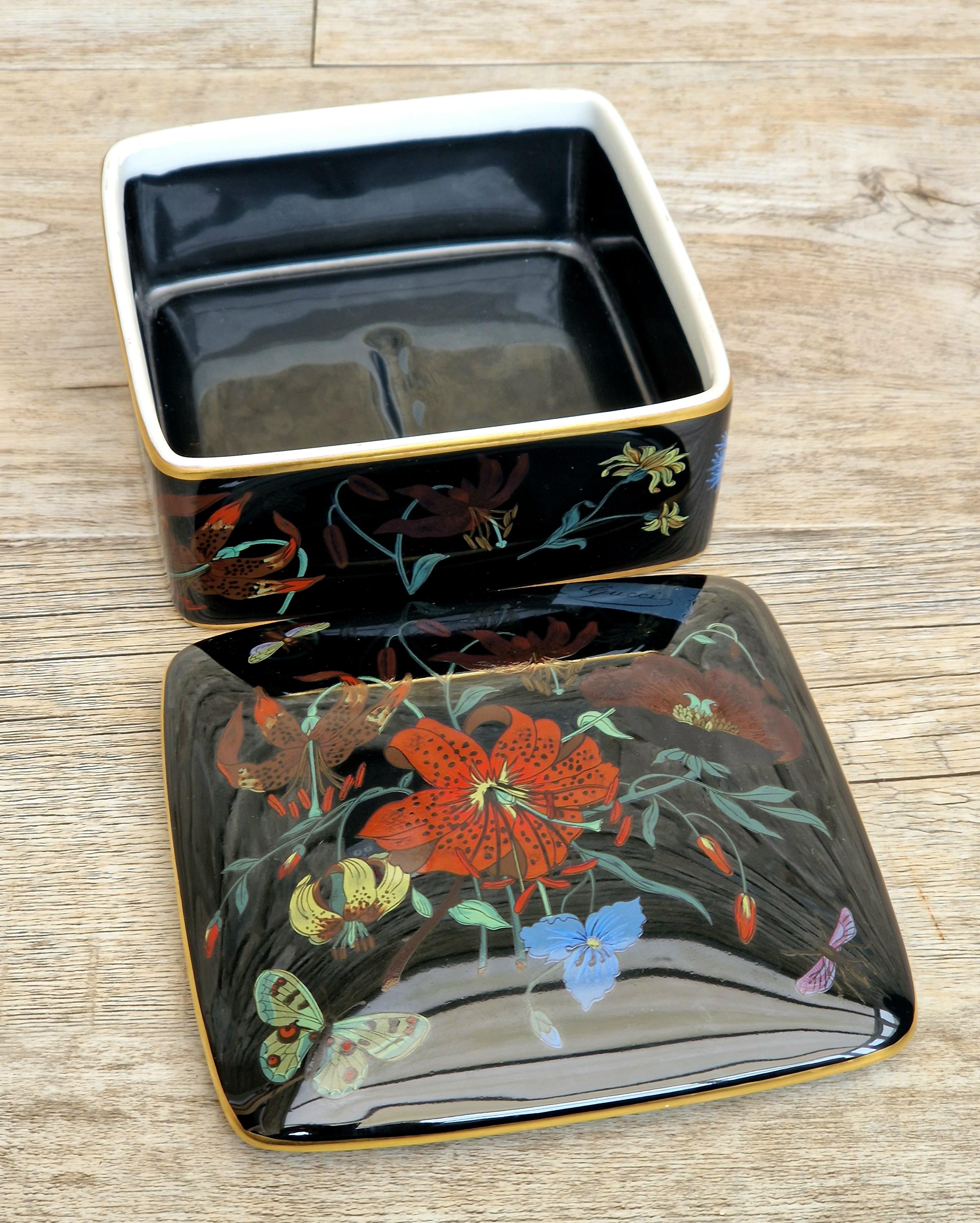 Vintage Bernardaud Limoges Porcelain Box: Gucci Flora Noir