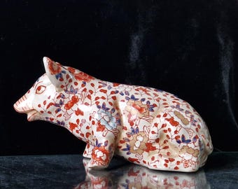 アンティーク 伊万里模様 中国陶器 花模様 豚座像 置物 18 cm - Etsy 日本