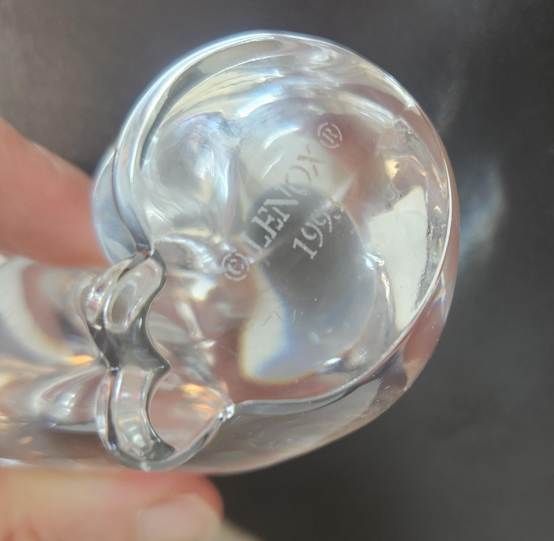 Vintage 1993 Glass Crystal Cat Figure Ornament Lenox Stamped 11cm