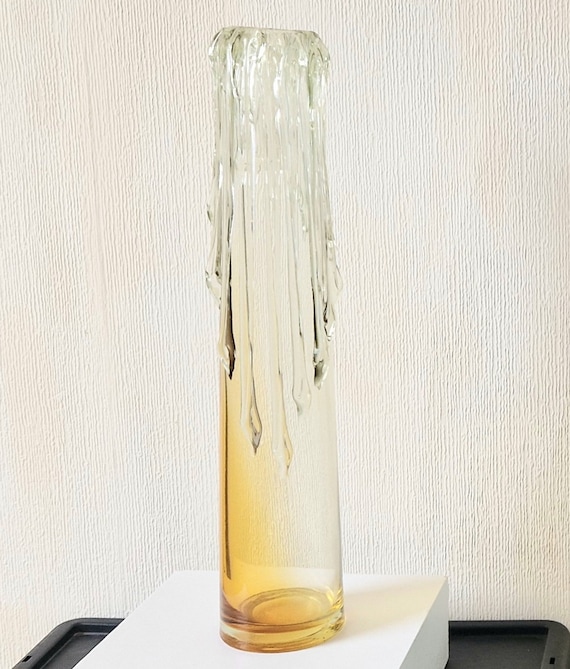 Melting Candle Art Vase Mid-century Scandinavian Glass Tall Cylinder Vase 50cm