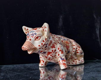 アンティーク 伊万里模様 中国陶器 花模様 豚座像 置物 18 cm - Etsy 日本
