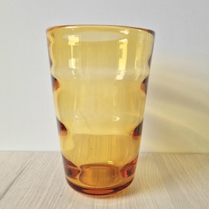Large Vintage Whitefriars Art Glass Amber Optic Cylinder Vase 19.5cm