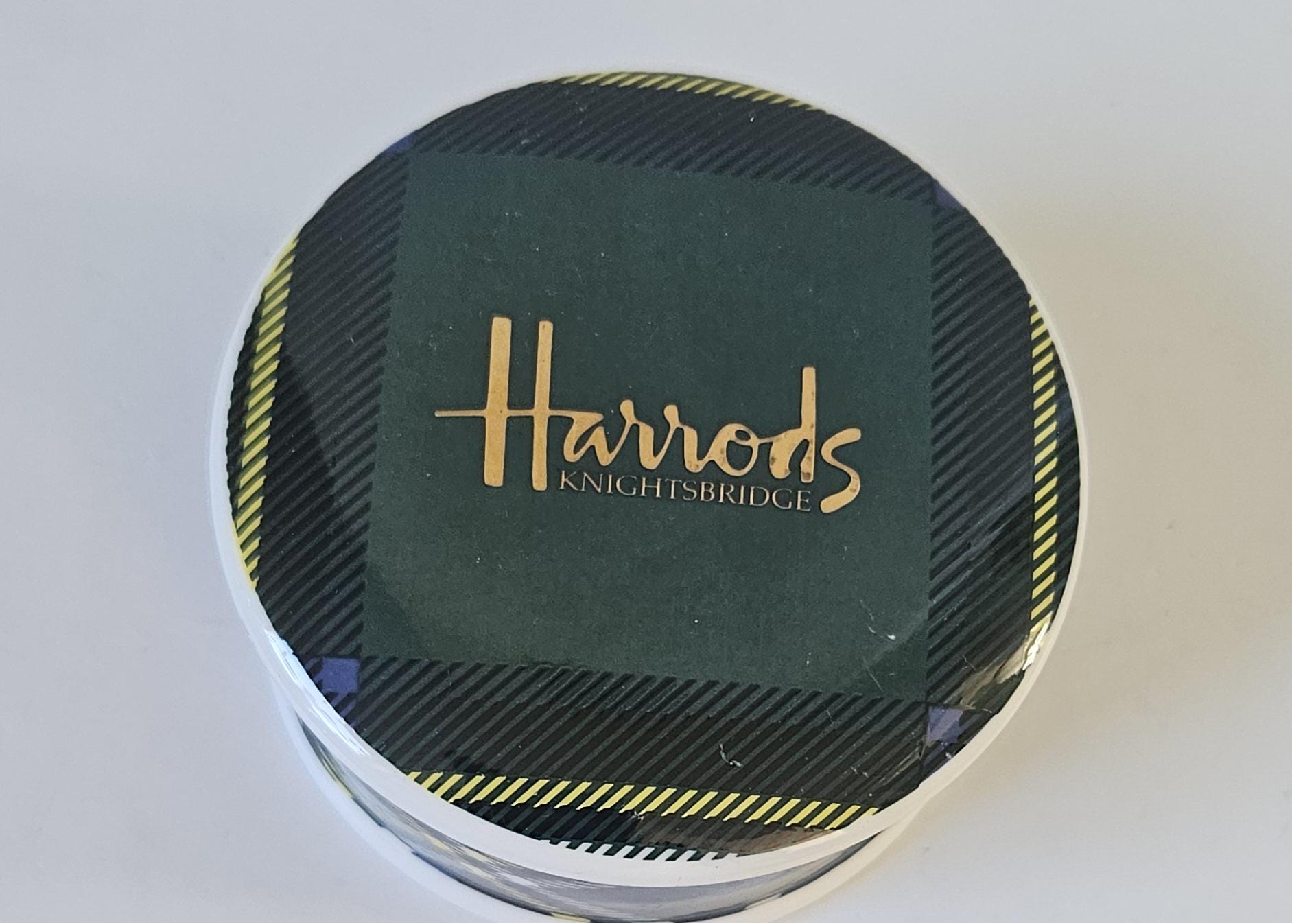 ヴィンテージ ハロッズ ラウンド トリンケット ポットと蓋 グリーン