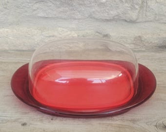 グッツィーニ イタリア製 プラスチック製バター皿 赤色 キッチン用品 イタリア製食器