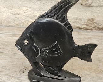 Original Art Deco Metall Fisch Ornament Figur 12,5 cm Groß