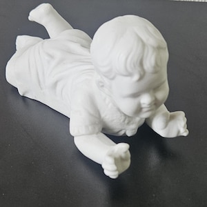 Antique White Bisque Piano Baby Figure Ornament 16cm Long