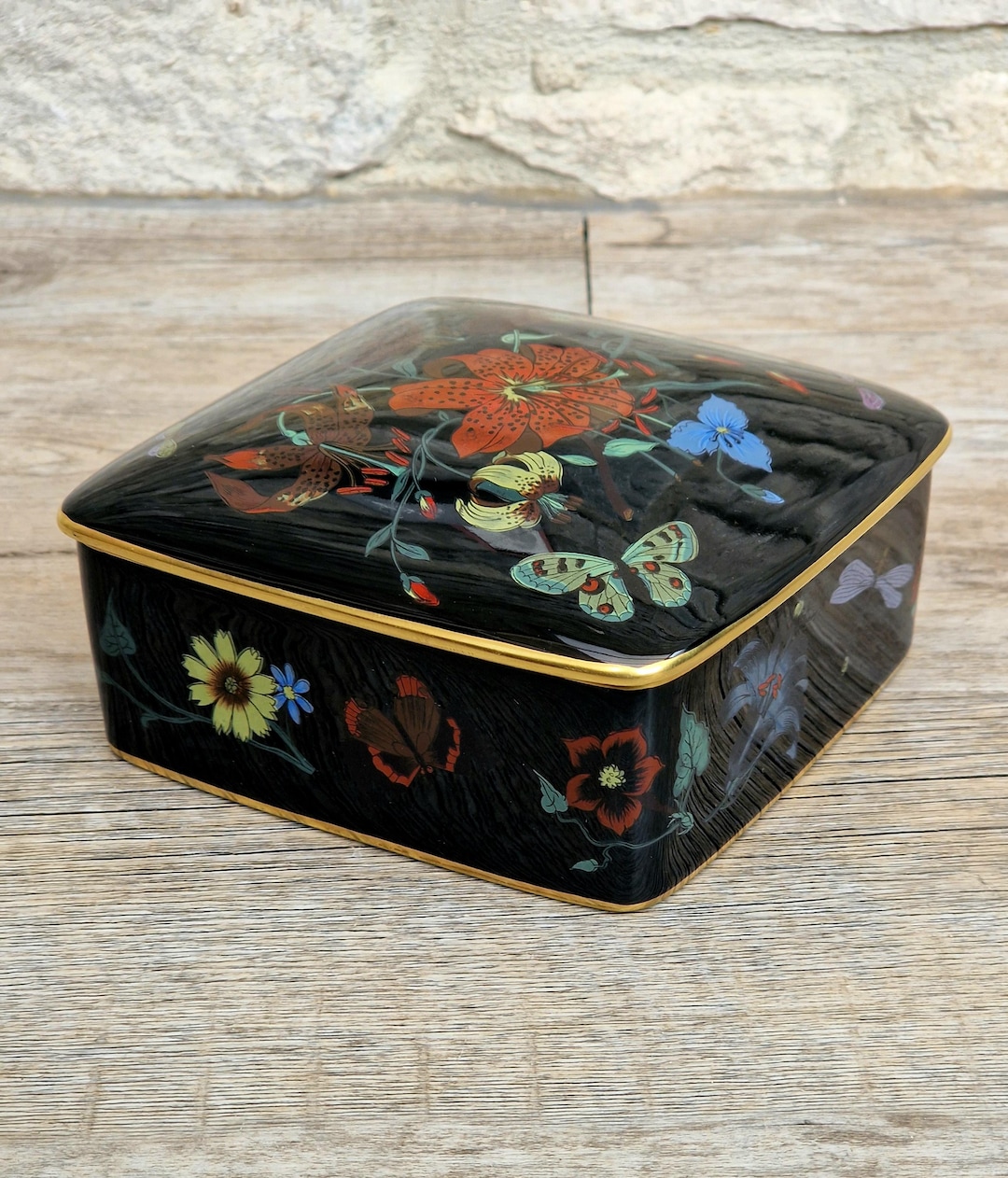 Vintage Bernardaud Limoges Porcelain Box: Gucci Flora Noir
