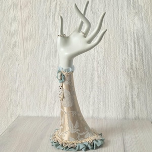 Vintage Arm Hand Shop Mannequin Ring Display With Decorated Ornate Sleeve