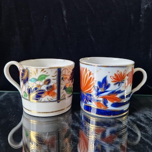 Two Antique 19th Century Small Imari Pattern English China Cups