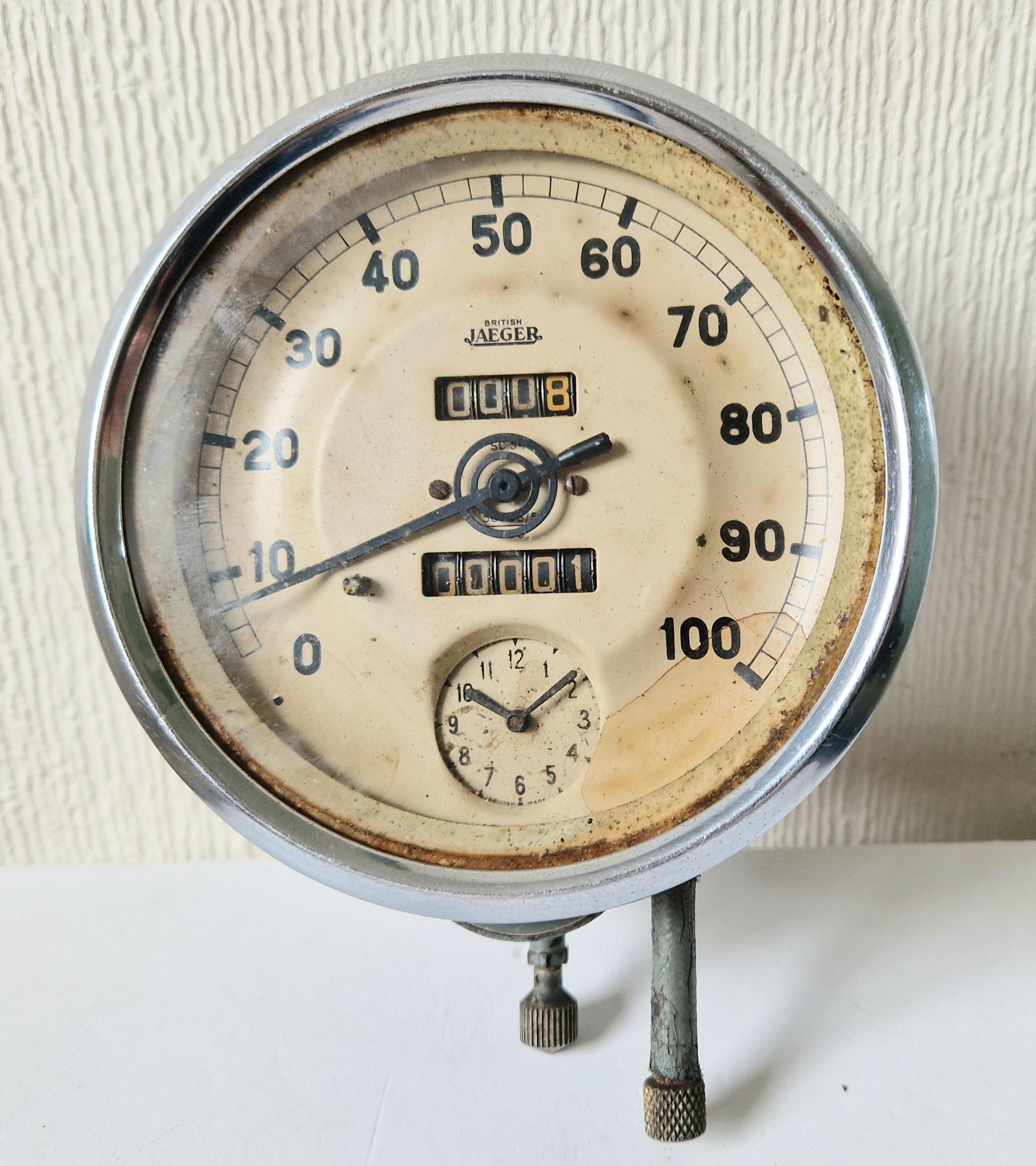 British Jaeger SC54 Sports Model Car Speedometer Clock Dashmount