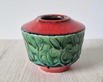 Jopeko Fat Lava Ceramic Pitcher, Vintage West German Vase, Green