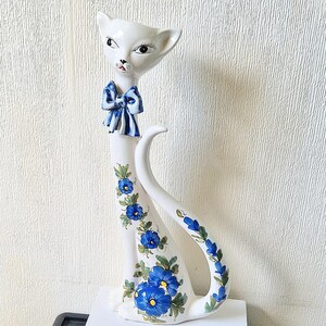 1960年代イタリア製セラミック猫型花瓶、特大サイズ45cm 