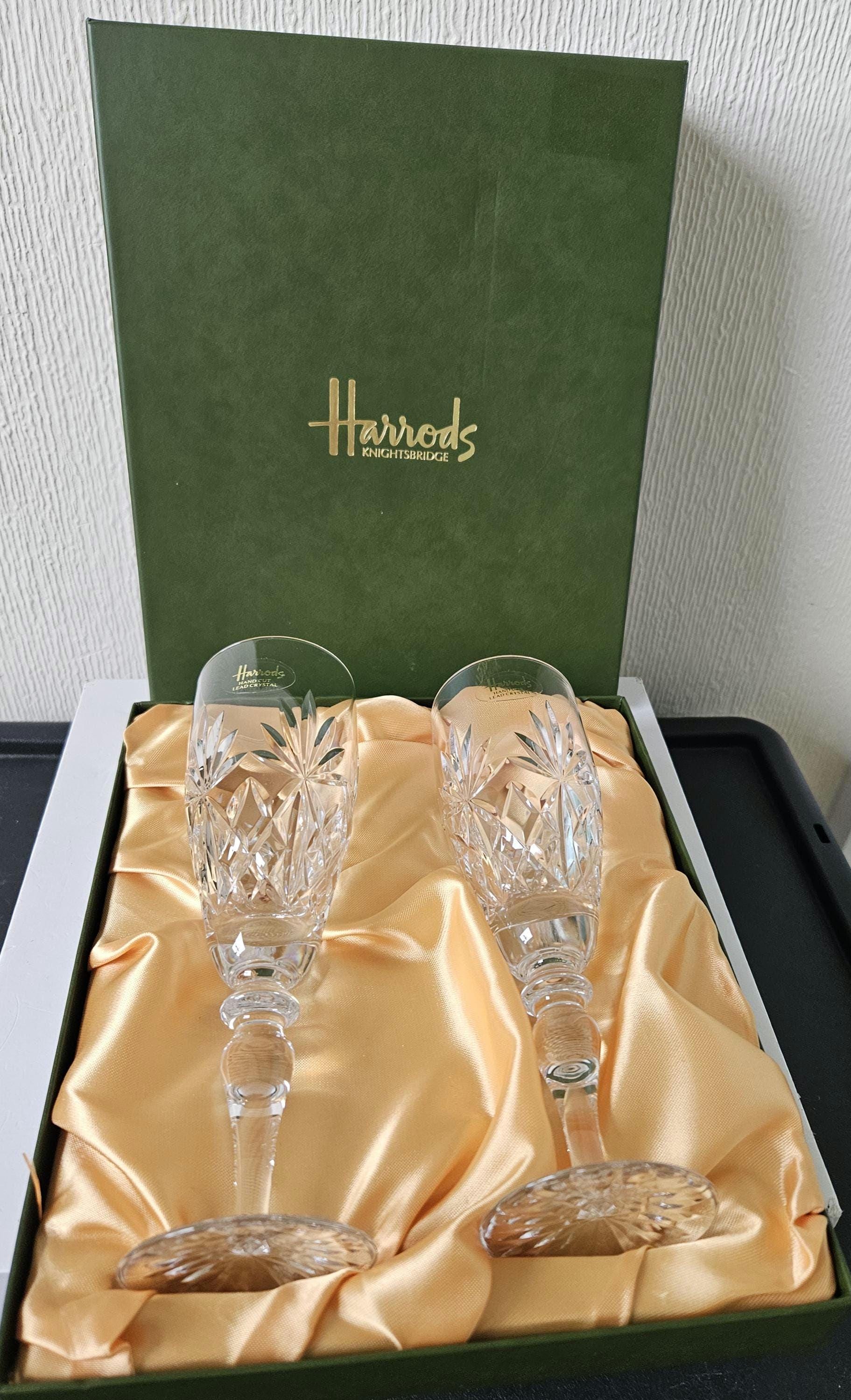 Vintage 80s Harrods Knightsbridge London Pair Hand Cut Lead