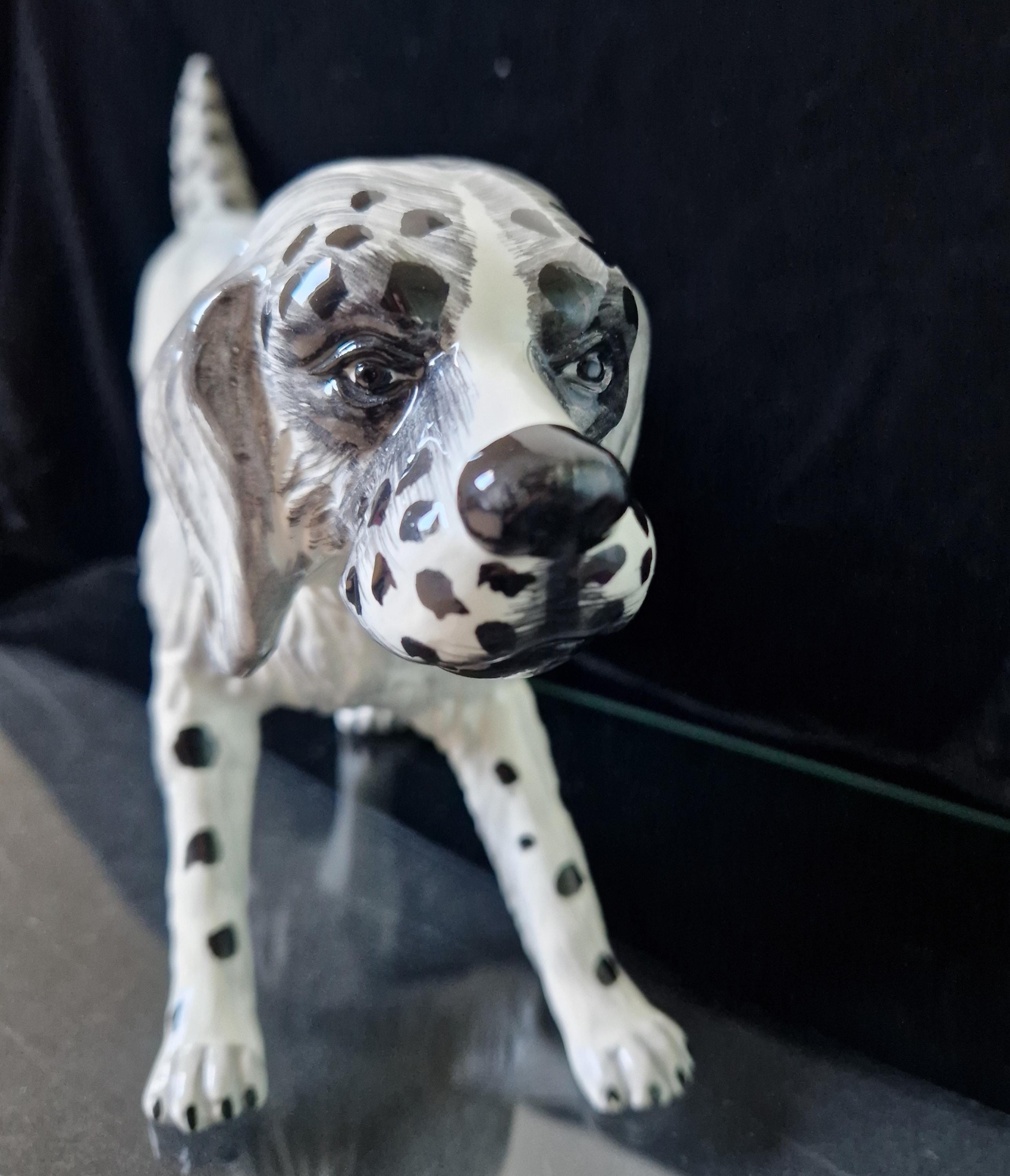 ヴィンテージ高級イタリア製陶器製イングリッシュ セッター犬手描き