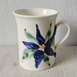 Vintage Studio Pottery Floral HUGE 1 PINT Mug Signed VGC Handmade Mug
