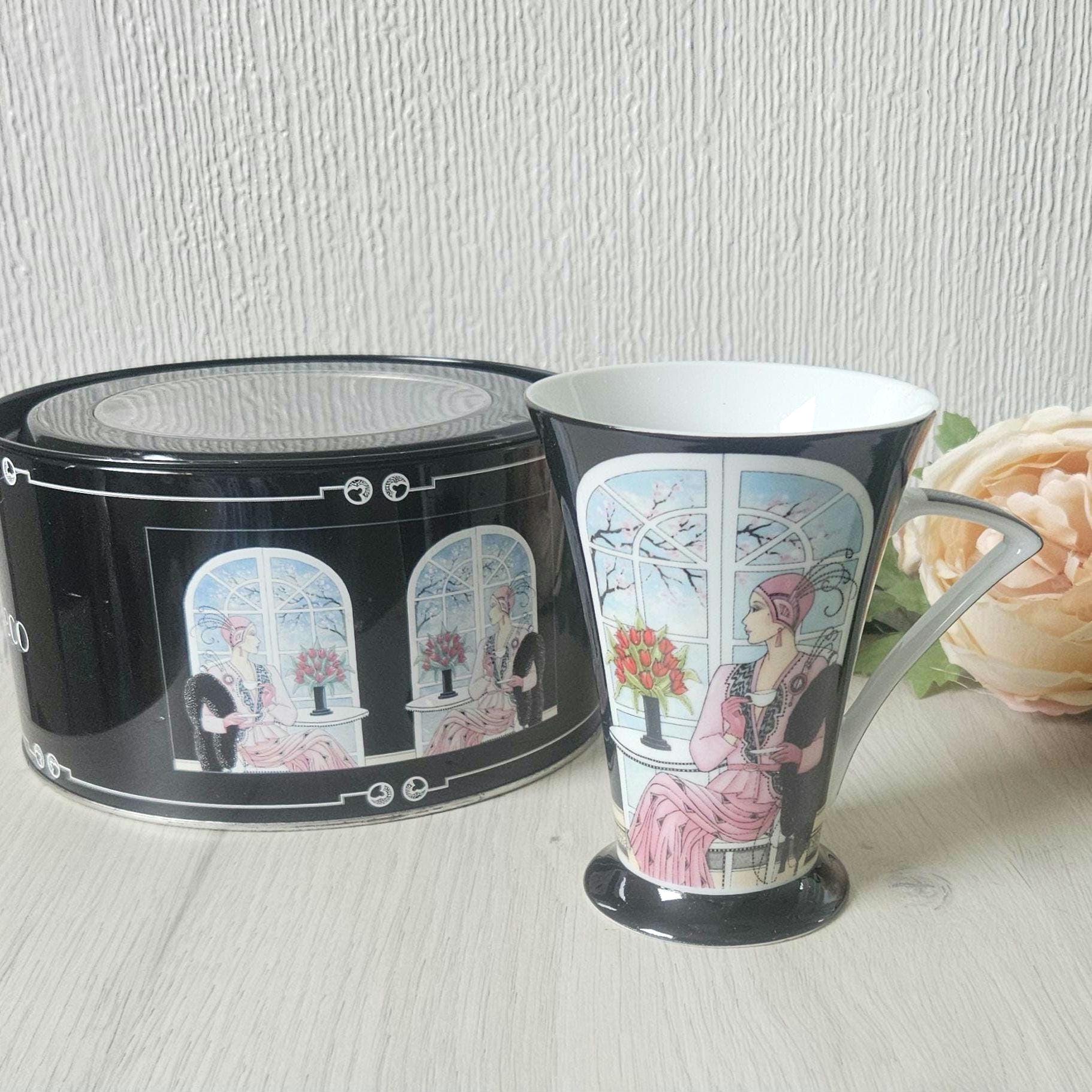 Art Deco Lady Mug in Tin - Clinton Cards England - Etsy