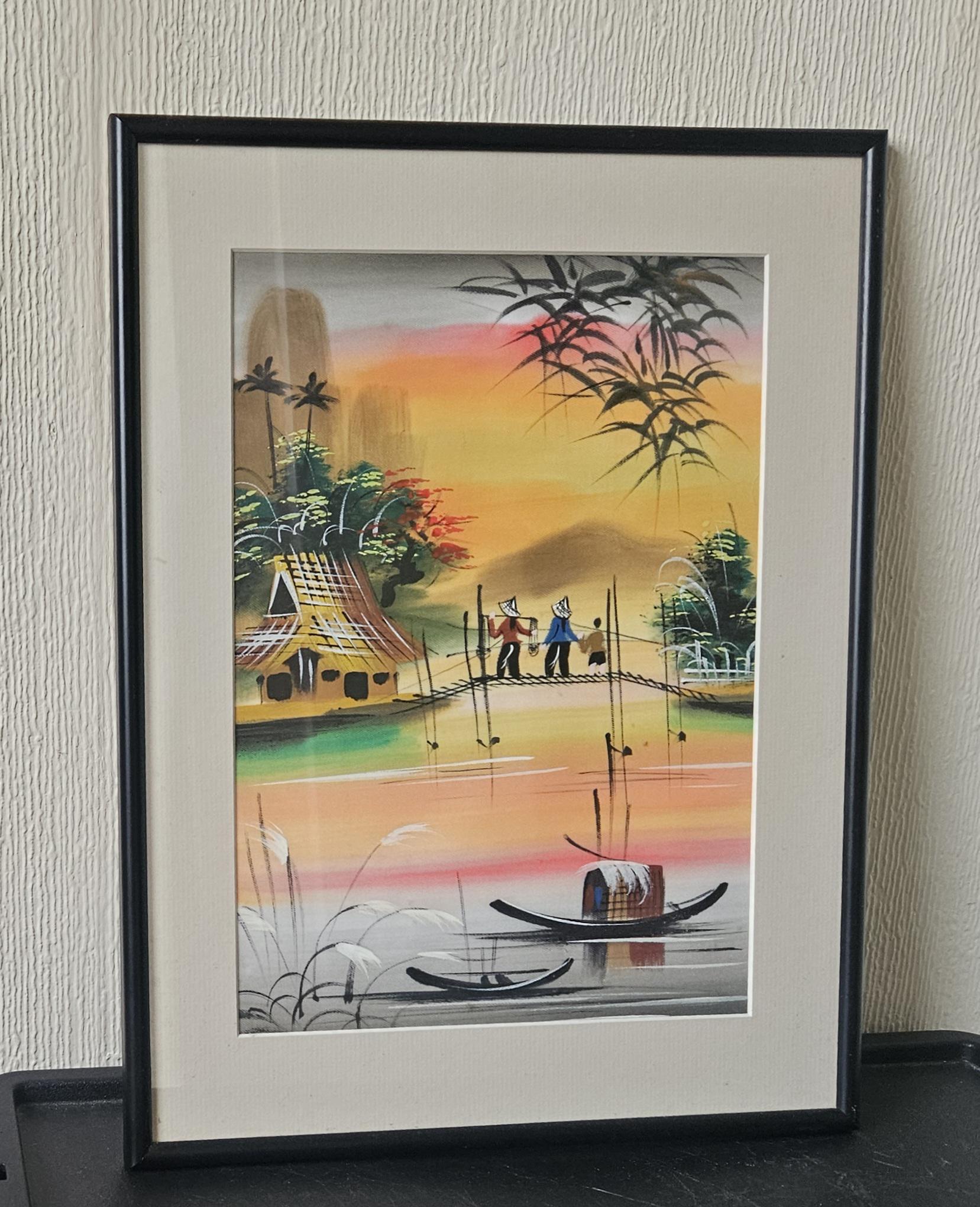 ベトナム 刺繍画 水牛 田園風景 額装 アジアンアート 【公式通販】