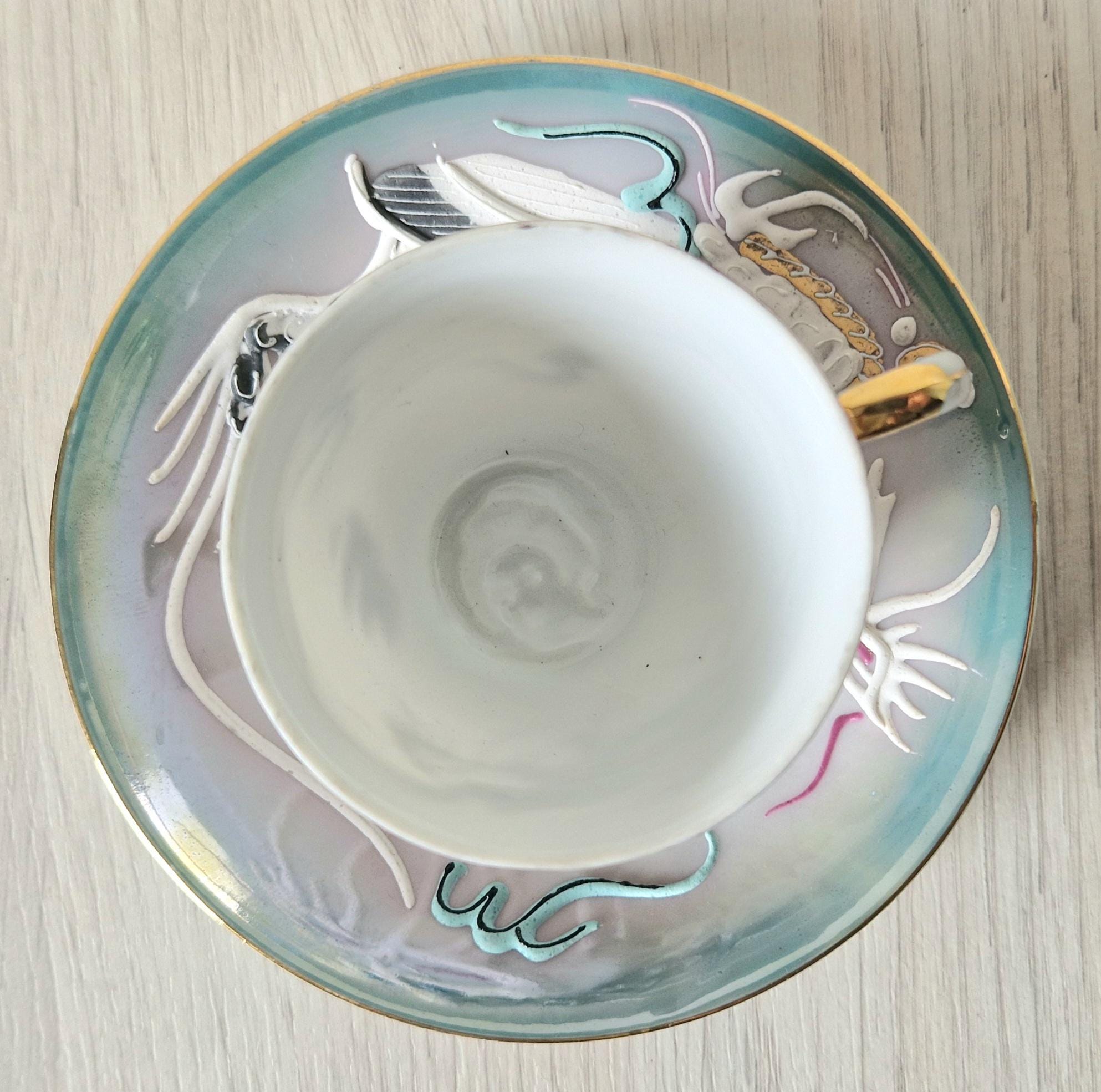 中国美術　ティーセット特別価格 ヴィンテージ モリアージュ ターコイズ ドラゴン 10ピース 中国製