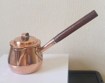Antique Benham & Froud Victorian Lidded Copper Saucepan Brandy Pan