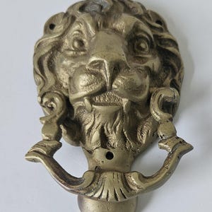 Vintage Solid Brass Lion Head Door Knocker: Heavy Big Cat Decor