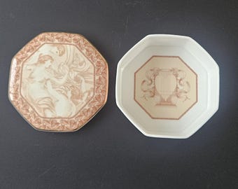 Vintage Wedgwood Bone China Deckel-Schmuck Topf Liebe Venus Achteckig .Made in England 10 cm Durchmesser