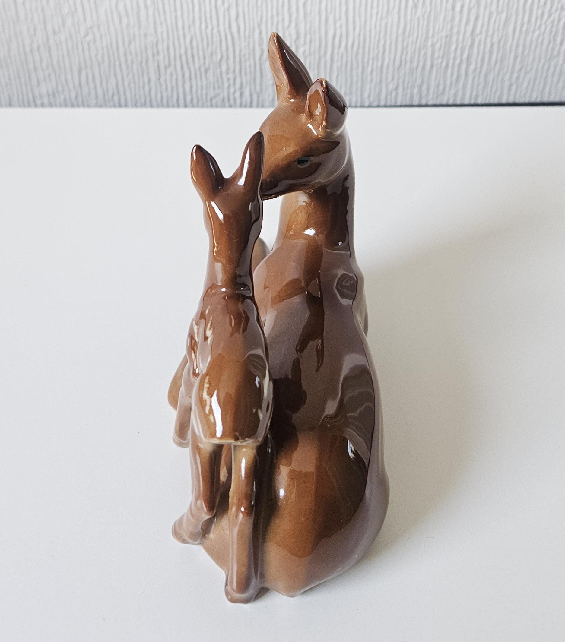 Vintage Bambi Doe and Fawn Porcelain Figurine: Mid-century