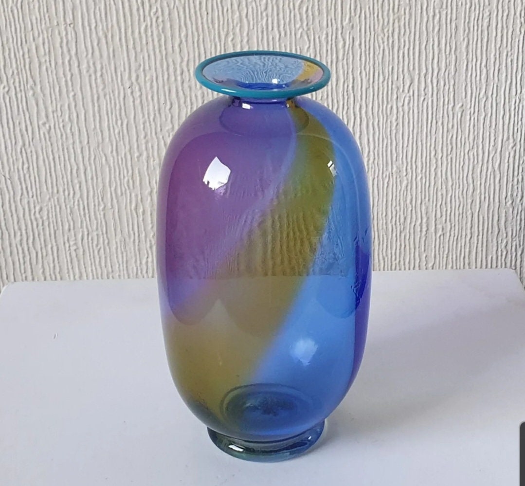 Transjo Vase Rainbow Art Glass Warff Ritzman Carlsson Sweden Mid-Century Rare