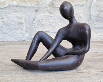 Bronze Stilisierte abstrakte figurale moderne Kunst Skulptur Vintage