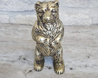 Messing Bär Spardose 15 cm Groß Antike Victorian England