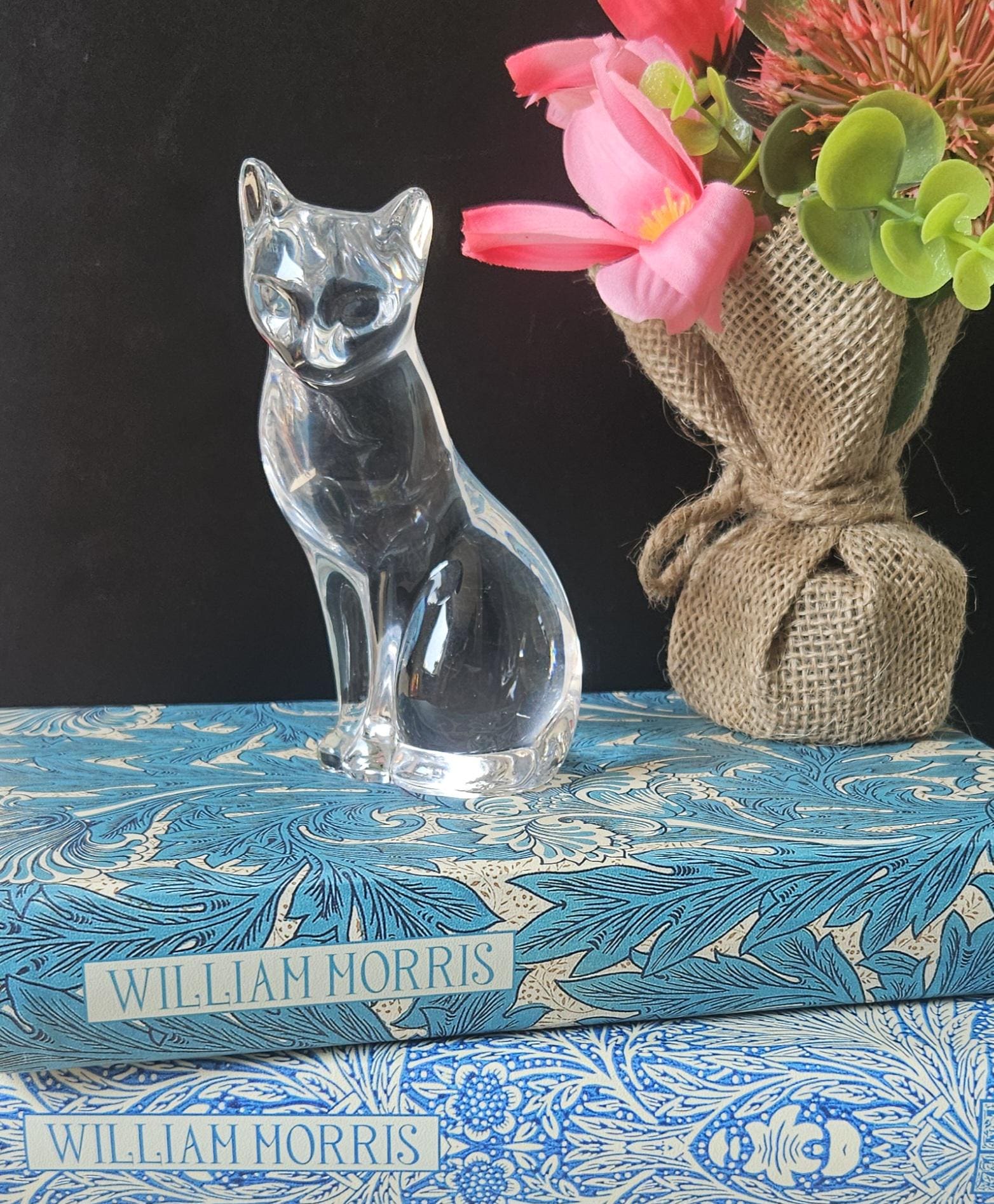 * vintage glass figure ୨୧ * ガラスの リスさん Vintage 1993 Glass Crystal Cat Figure Ornament Lenox Stamped 11cm