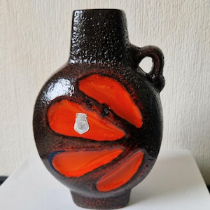 E S Keramik Fat Lava Vase West Germany Mid-Century 20cm