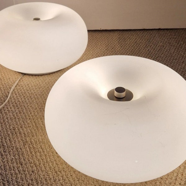 Eglo Leuchten Donut Lamps Retro White Glass Doughnut Shape 2x Bedside Lamps Rare
