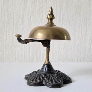 Antique French Counter Reception Brass Bell Art Deco Cast Iron & Brass