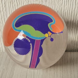 Vintage Psychadelic Lucite Dome Briefbeschwerer RARE Mervyn Kurlansky Nobrium Acryl Gehirn Künstler Grafikdesign Briefbeschwerer