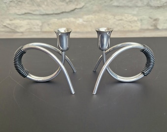 Paar Vintage Danish Modern Miniatur Kerzenständer von Carl F. Christiansen