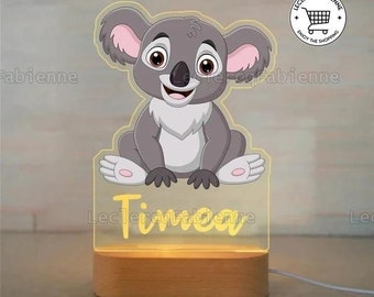 Koala Led 3D Night Light, Australian Animal Koala Led Light, Custom Name Lamp, Bedroom Lamp Baby Shower Gift, Nursery Gift For Newborn