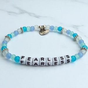 Fearless Bracelet | Custom Colors Words Size | Womens Bracelet | Fear Not | Custom Word Bracelet | No Fear | Personalized Gift | Blue Black