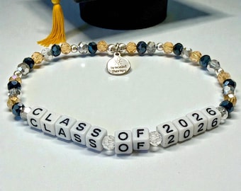 Class of 2026 Bracelet | Graduation Bracelet 2026 | Handmade Beaded Word Bracelet | Graduation Gift for Students | Senior Class Jewelry