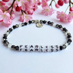 Fearless Bracelet | Custom Colors Words Size | Womens Bracelet | Fear Not | Custom Word Bracelet | No Fear | Personalized Gift | Black Blue
