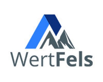 May include: A blue and gray logo with the text "WertFels" in white. The logo features a stylized mountain range with a blue peak.