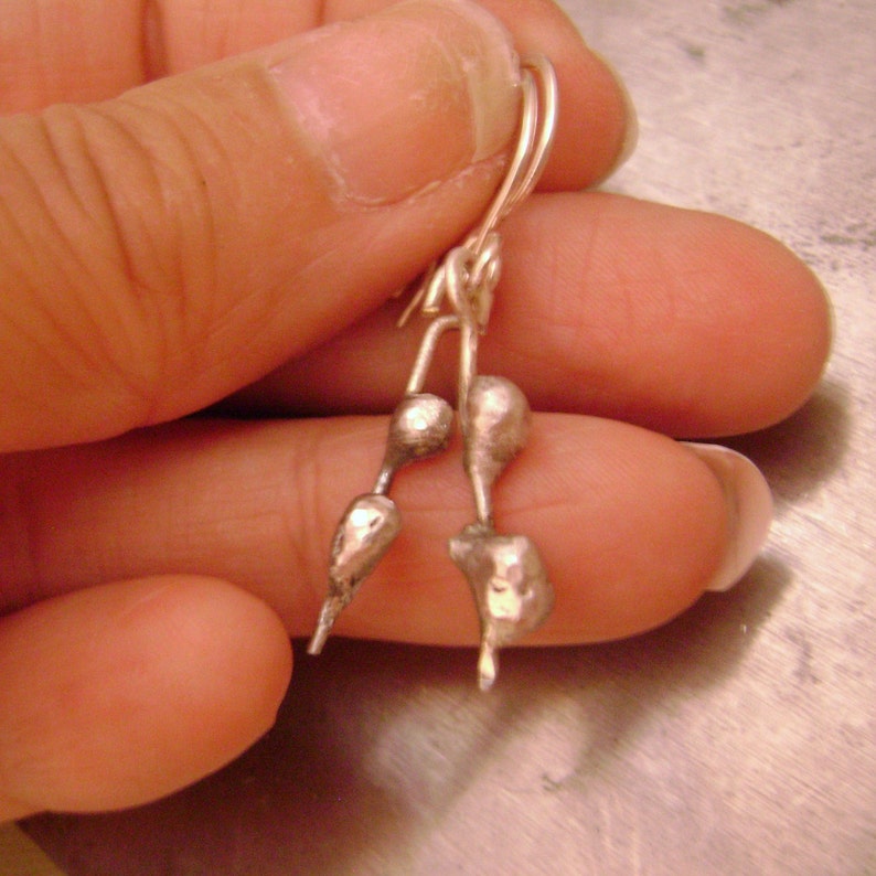 Organic Sterling Silver Twig Dangles, feminine, rustic, handmade, minimalist, nature, gifts for her, dainty, elongated, linear, earrings, image 3