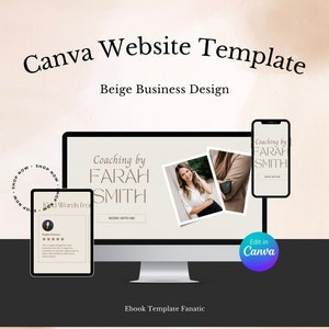Canva-websitesjabloon | Volledig bewerkbare verkoop- of bestemmingspagina voor eigenaren van kleine bedrijven | Business- of lifecoach