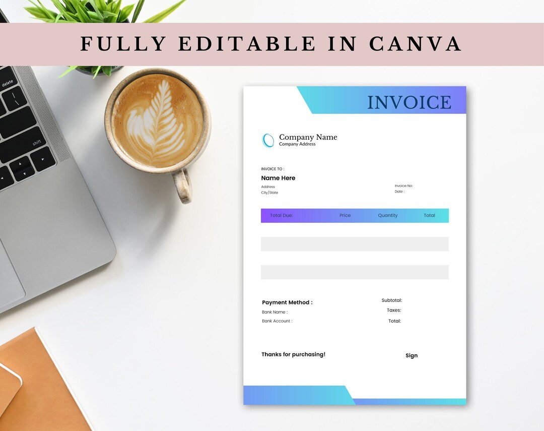 Editable Digital Invoice Template | Canva Small Business Mama Invoicing ...