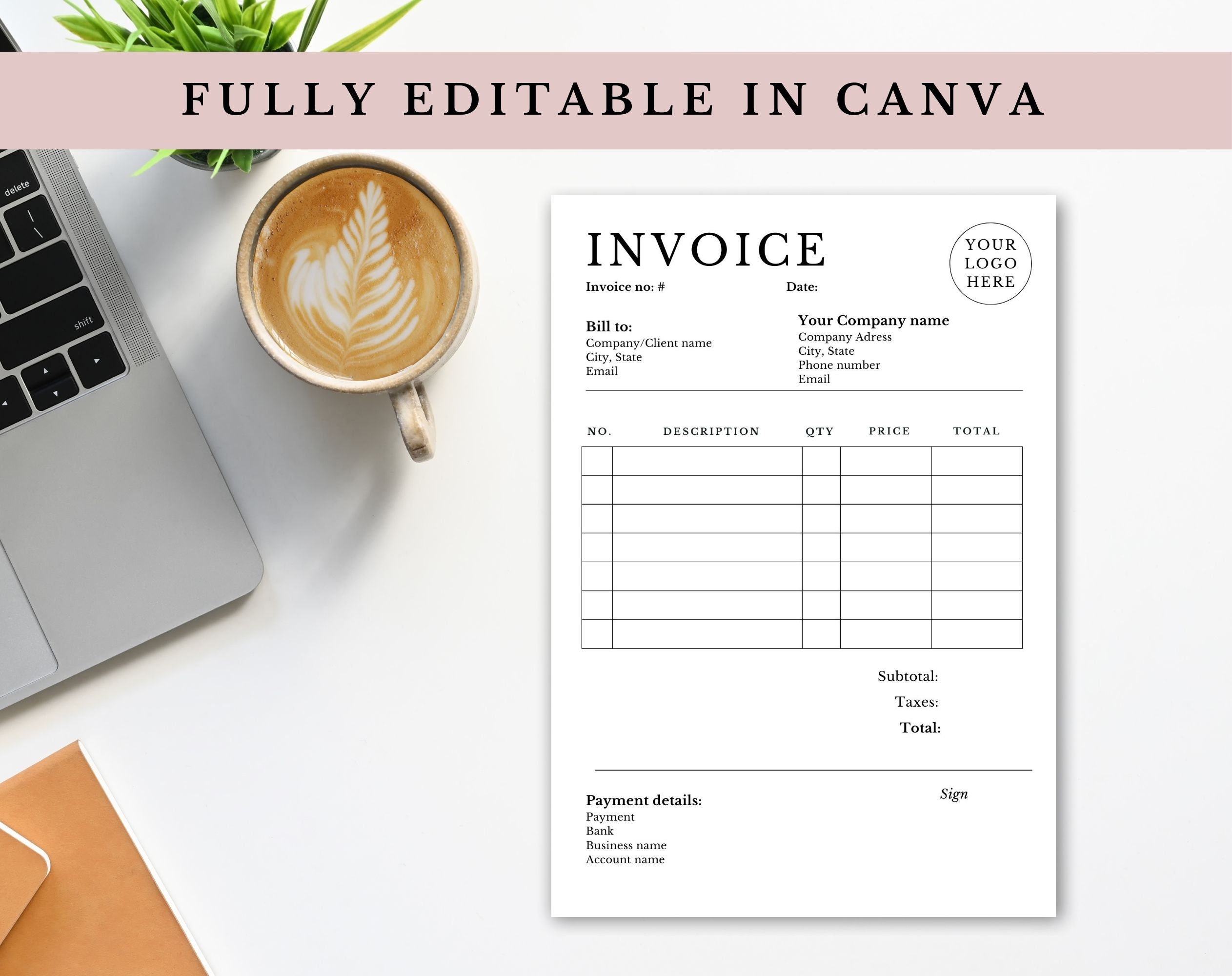 Fully Editable Invoice and Receipt Template | Canva Small Business ...
