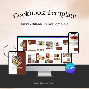 Cookbook Template Canva | Fully Editable | Nutrition health coach | Lead Magnet | Custom family recipe book