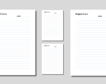 Plantilla de notas de proyecto editables: papelería imprimible (descarga digital)