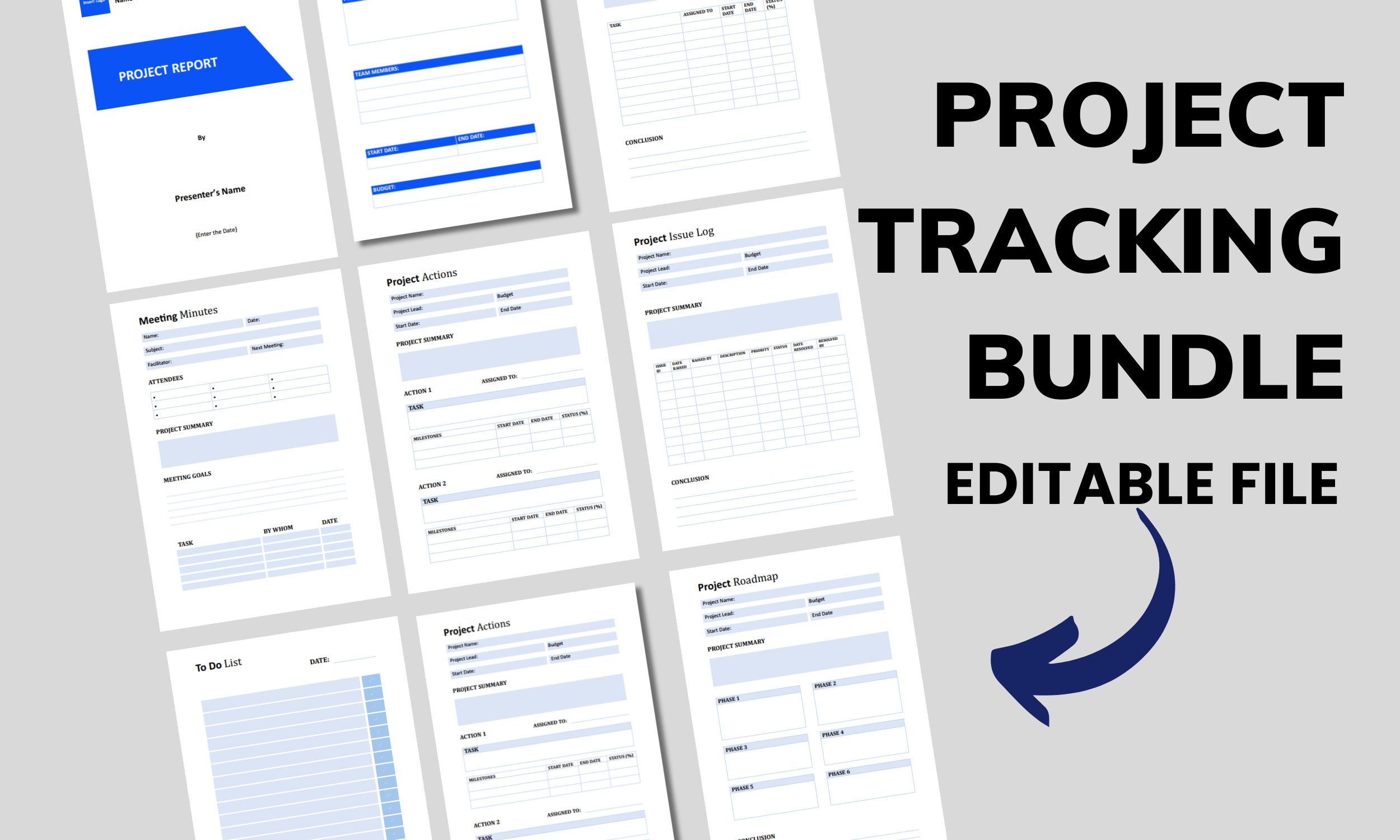 Bundle Project Editable Project Tracking Bundle, Project Management Bundle, MS Word ...