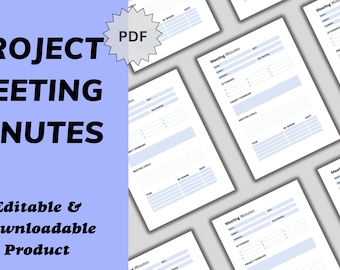 Plantilla editable de actas de reuniones: Planificador profesional de MS Word (descarga digital)